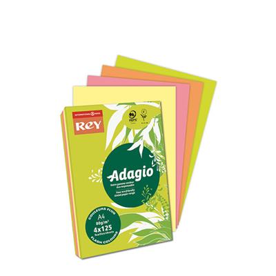 CARTA COLORATA MIX FLUO REY ADAGIO A4 80 GRAMMI 500 FOGLI