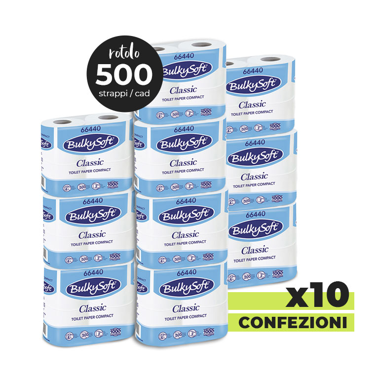 CARTA IGIENICA 500 STRAPPI 2 VELI BulkySoft® 10 cf. da 4 rt. - LaToBi