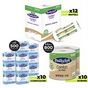 12 LENZUOLINI MEDICI + 10 BOBINE MULTIUSO + 40 ROTOLI CARTA IGIENICA