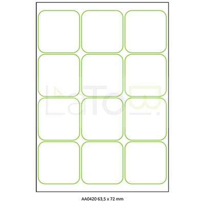 ETICHETTA ADESIVA A4 APPTAC BIANCA FORMATO 63,5x72 mm 100fg